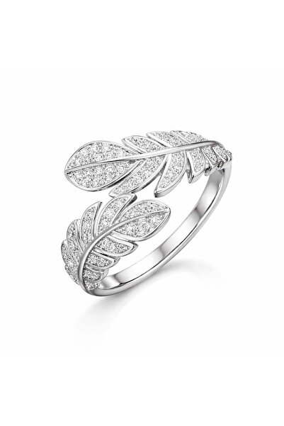 Pursehuit Silver-colored ring, wedge-shaped, with zirconia stones, Francy C11...