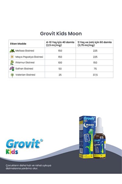 Grovit Kids Moon Melisa Papatya Içeren Damla 50 Ml Şiş