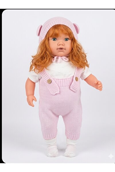 IŞILTI DURAĞI Lüks Örgü Kostümlü Sarışın Et Oyuncak Bebek 40 cm Konuşan/Ağlay...