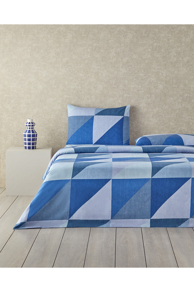 English Home Σετ Παπλωματοθήκη Triad Blue Double Easy-Iron - 200x220 cm