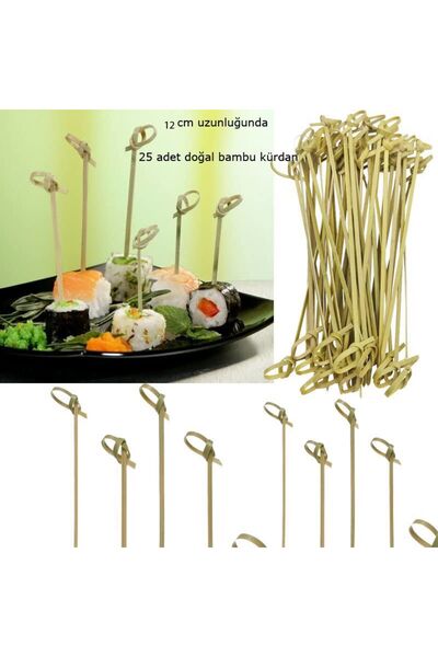 partidolu Hawaian Ahşap Bambu Meyve Süsleme ve Kokteyl Kürdan Natürel Renk 25...