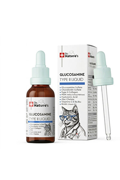 Dr. Nature's Kedi Eklem Damlası 50 ml – Sıvı Glukozamin, Kolajen ve MSM İçere...