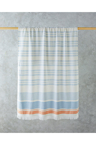 English Home Βαμβακερή ριγέ πετσέτα θαλάσσης - 90x150 cm εκρού-μπλε-πορτοκαλί