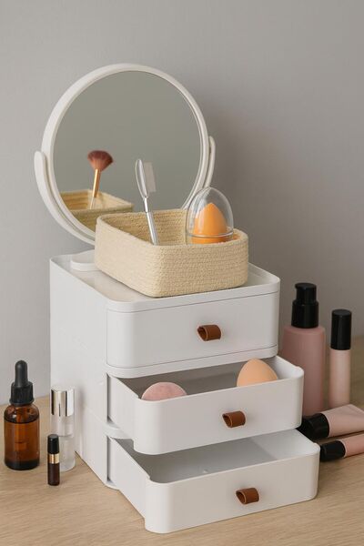 LeylArt Πλαστικός Οργανωτής με 3 Συρτάρια, Ντουλάπι, Οργανωτής