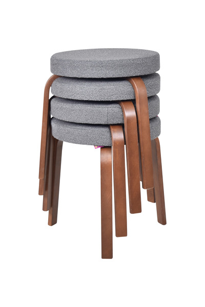 VİLİNZE Ege Teddy Kumaş Kestane Ahşap Ayak Istiflenebilir Mutfak-balkon Tabur...