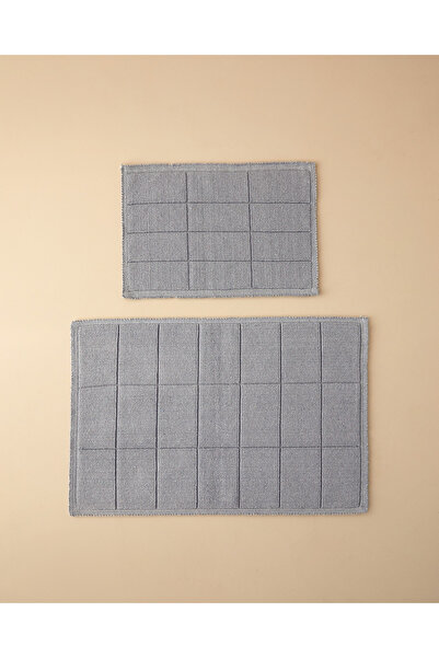 English Home Classy Diamond Pamuk Polyester Banyo Paspası Seti Gri