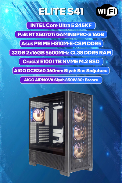 Game Garaj Elite S41 Intel Core Ultra 5 245KF 32GB RAM 1TB SSD RTX5070Ti 360m...