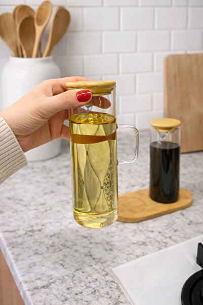 Lavino 3-Piece 400 ML Borosilicate Oil Bowl - Bamboo Coaster and 2 Glass Oil Bowls with Bamboo Lid