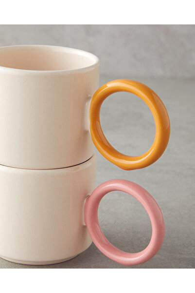 English Home Twin Halo Seramik 2'li Kupa 184 ml Pembe - Turuncu