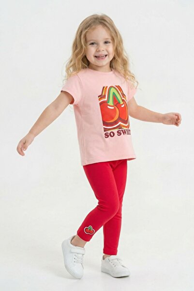 Haribo Set cu colanți din bumbac roz/fucsia pentru fete