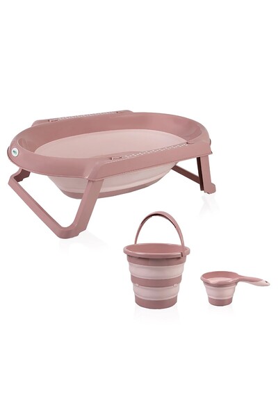 Babyjem 3'lü Katlanır Banyo Set - Pudra