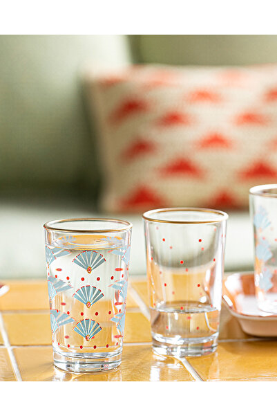 English Home Exotic Art Cam 6'lı Kahve Yanı Bardak 110 ml Mavi - Pembe