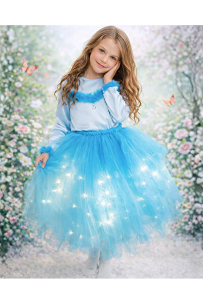 fustite cu luminite Μπλε Φωτιζόμενη Φούστα, Έλσα - 2-3 ετών (92-98 εκ.)