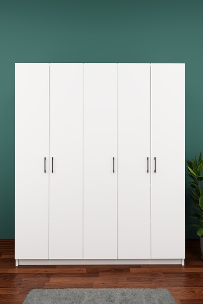 asratrend Lüks 5 Kapaklı Portmanto Askılı Vestiyer %100 MDF Ayakkabılık Dolab...