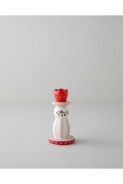 English Home Christmas Şamdan 16 cm Kırmızı - Beyaz