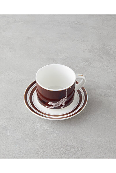 English Home Feline New Bone China 4 Parça 2 Kişilik Çay Fincanı Takımı 230 ml Kahverengi