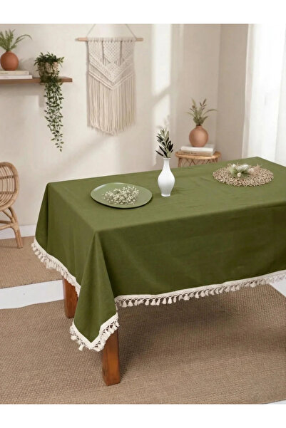NDC HOME مفرش طاولة من الكتان الفاخر باللون الكاكي