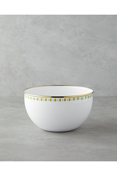 English Home Summer Line Enamel Mixing Bowl 4 Lt White - Green