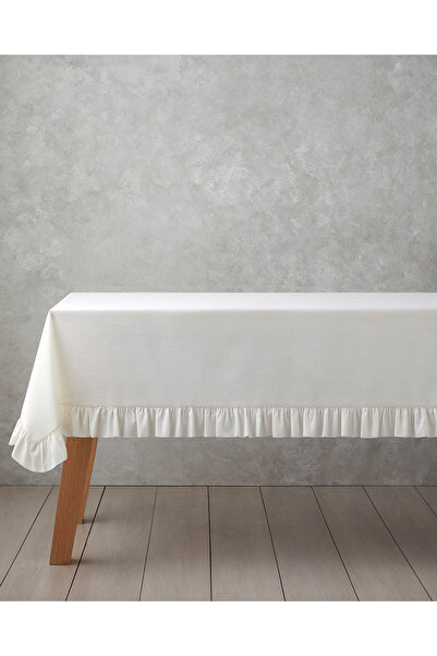 English Home Flor Pura Fırfırlı Masa Örtüsü 150x200 cm Krem