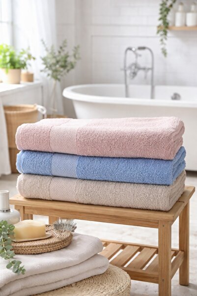 HOME MODE 3’lü Banyo Havlusu Seti 70×140 cm Yumuşak & Emici & Gündelik Kullan...