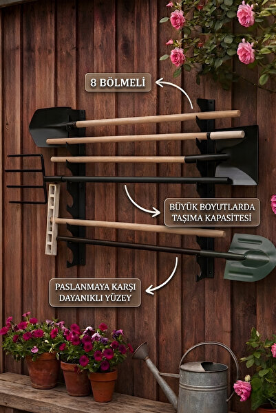 Grandmix Metal Bahçe Garaj Alet Askı Aparatı Duvara Monte Kürek Organizer Tut...