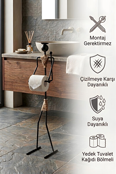 Grandmix Dekoratif Tuvalet Kağıdı Askısı İnsan Figürlü Minimalist Tuvalet Kağ...