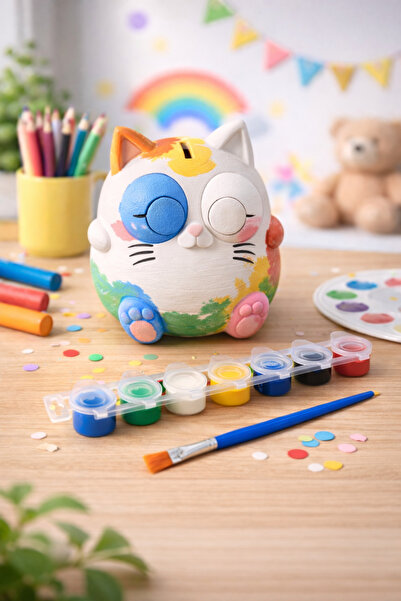 Etka Dizayn Sevimli Kedi – Kumbara Boyama Seti