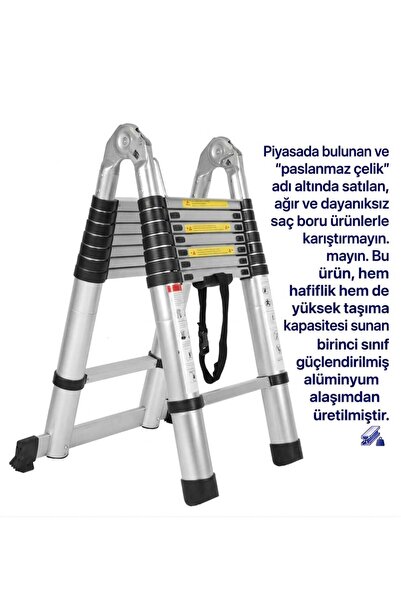 ADR 8+8 Basamaklı 2,5Mt + 2,5mt 5Mt Uzayan Çift Yönlü Teleskopik Alüminyum Me...