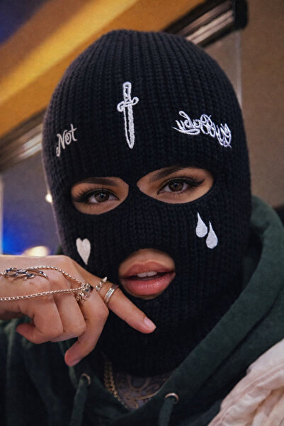 FG KONNİCHİWA Μάσκα χιονιού με κέντημα μαύρου σπαθιού και 3 οπές, σεζόν 2026,...