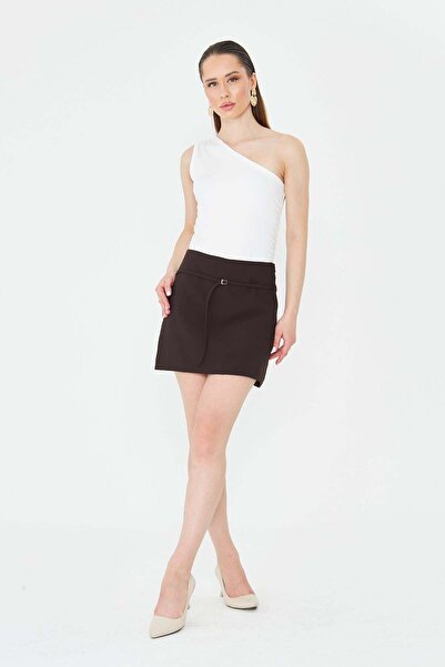 LA PANTE Shorts Skirt Women's Skirt with Shorts Mini Metal Buckle Belted Side...