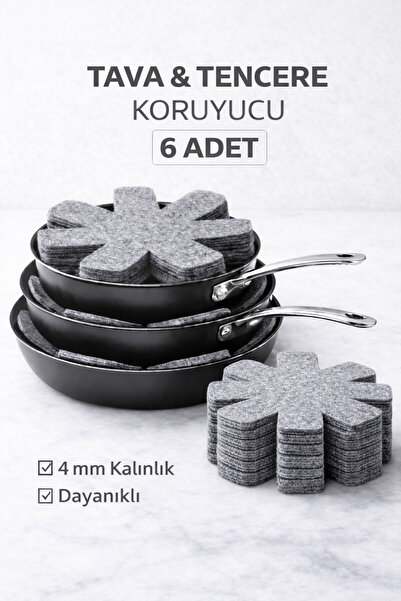 EMORFOHOME 6'lı Set Kalın Tencere,tava & Borcam Koruyucu Çizdirmez Elyaf Keçe...