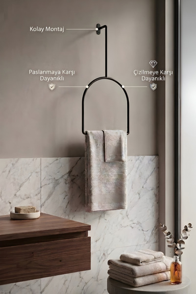 Grandmix Duvar Montajlı Yarı Oval Havlu Askısı Modern Minimalist Metal Banyo ...