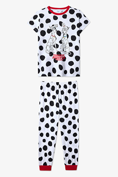 Penti Set de pijamale Lic Dalmatians Fam pentru copii, alb optic, unisex