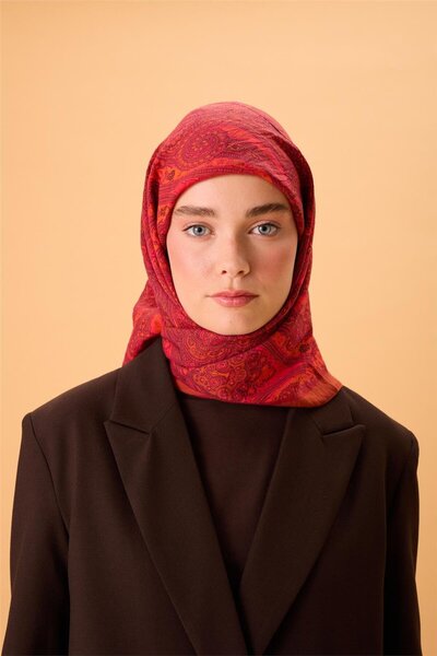 Silk Home Κασκόλ από βισκόζη με μείγμα βελορά, σε χρώμα φλόγα-φούξια και μοτί...