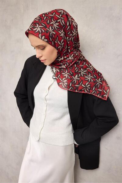 Silk Home Βαμβακερό πολυεστερικό μαλακό κασκόλ με σχέδιο κόκκινο φλόρα, αντιο...