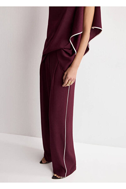 MANGO Woman Straight Cut Trousers with Contrast Stripes