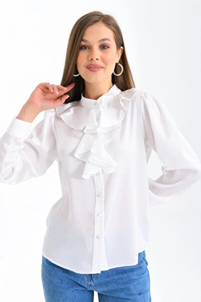 Park Karon Γυναικείο σατέν πουκάμισο με ελαφρύ ντραπέ γιακά 33033