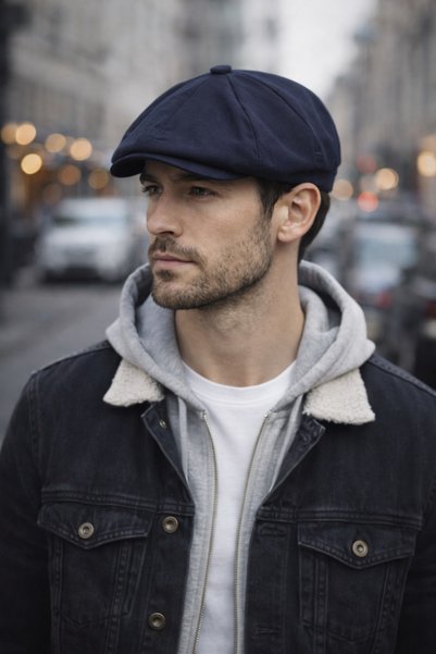 HatClub Exclusive Pălărie albastru bleumarin de vară în stil englezesc cu spa...