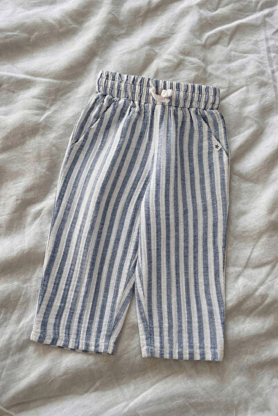 Cigit Pantaloni din muselină 1-10 ani, albastru cu dungi groase