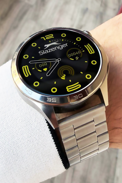 Slazenger Smart Kol Saati Yuvarlak Kasa Çift Kordon Çelik ve Slikon Harika