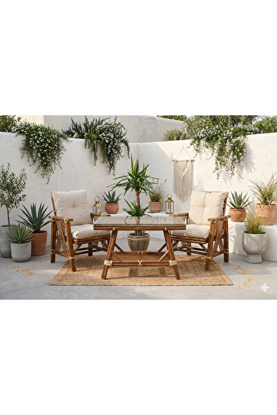 DEKORZADE 2 Kişilik Balkon Bahçe Teras Masa Takımı Oturma Grubu 2 Kişilik Bis...