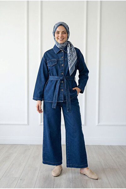 BENAHOLL Capmora Τζιν Σετ με Κρυφές Τσέπες και Παντελόνι-LS4258 Χρώμα Τζιν