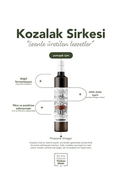 Organik Teyze Sevinç Teyze Kozalak Sirkesi 500 ml - Doğal Fermantasyon, Katkısız, Çiğ İçimlik, Cone Vinegar