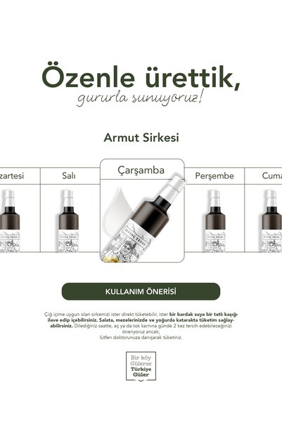Organik Teyze Sevinç Teyze Armut Sirkesi 500ml - Doğal Fermantasyon, Katkısız, Çiğ İçimlik, Pear Vinegar
