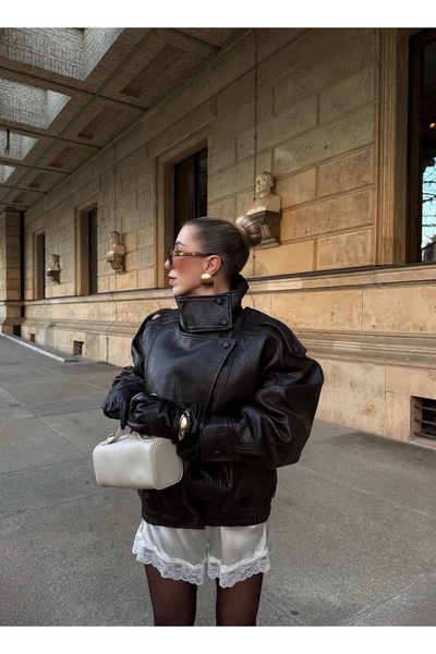 Lux Vestimenta Zra Kadın Deri Ceket Kahverengi Deri Ceket