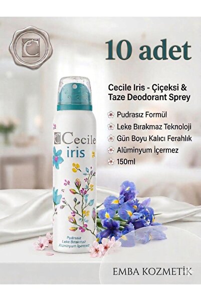Cecile Iris Deodorant 150 ml 10 Adet
