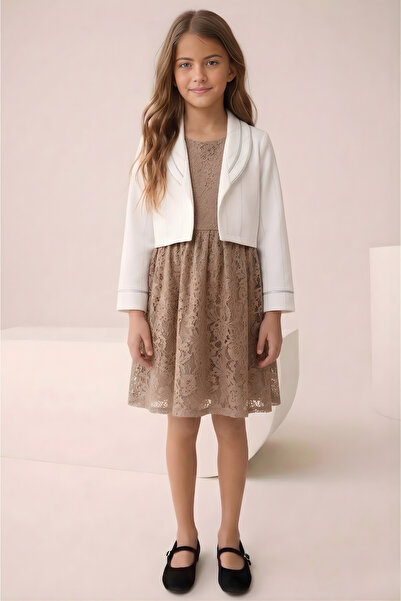 FESSHERA KİDS Κοριτσίστικο φόρεμα με δαντέλα με μπολερό και σακάκι 9-12 ετών