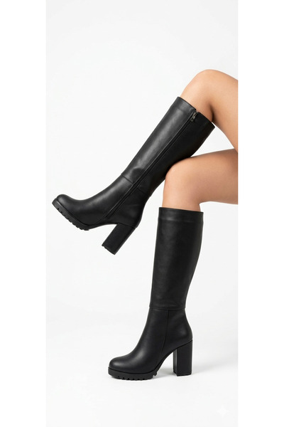 ÜNAL ÖZER ΓΥΝΑΙΚΕΙΑ ΜΑΥΡΑ ΔΕΡΜΑΤΙΝΑ ΜΠΟΤΑΚΙΑ ΜΕ ΦΕΡΜΟΥΑΡ ΚΑΙ ΨΗΛΟ ΤΑΚΟΥΝΙ UN0...