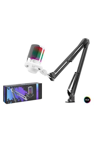 HADRON مجموعة ميكروفونات للألعاب ME6S35W RGB مع ذراع ميكروفون من النوع C 192 ...