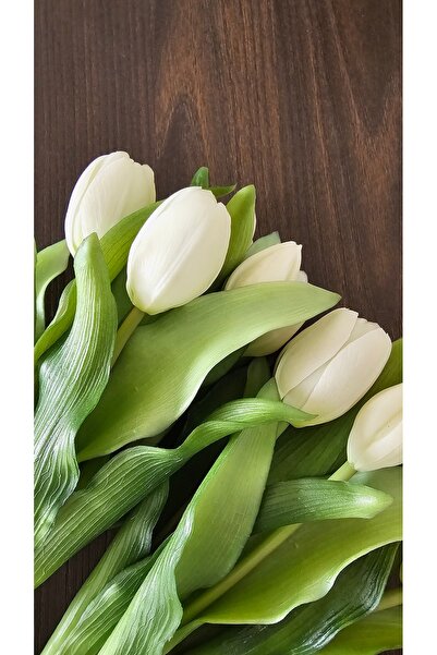 Omelas Yapay Çiçek Islak Lale Beyaz 30 Cm. Islak Dokulu Beyaz Lale. 7 Dallı. ...